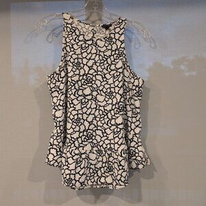 Ann Taylor Black and White Peplum Top